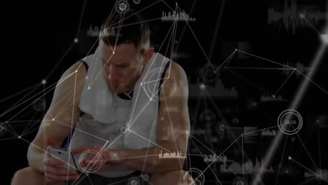 Animation-of-network-of-connections-with-athlete-using-a-smartphone