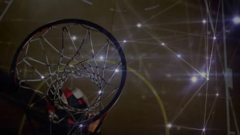 Animation-of-network-of-connections-with-basketball-player-dunking