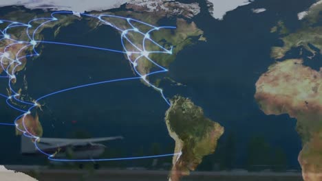 Animación-De-La-Red-Global-De-Conexiones-Con-El-Mapa-Mundial-En-Segundo-Plano