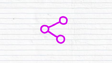 Animation-of-purple-share-icon-people-hand-drawn-with-a-marker-on-white-lined-paper