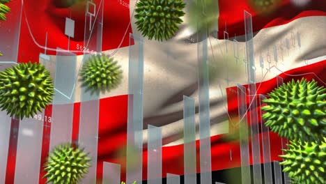 Macro-corona-virus-spreading-with-Swiss-flag-billowing-in-the-background