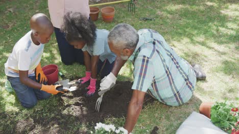 Family-gardening-during-a-sunny-day