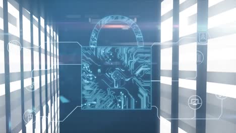 Animation-of-padlock-with-computer-processors-in-background