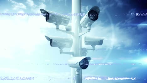 Animation-of-surveillance-camera-with-sky-in-background
