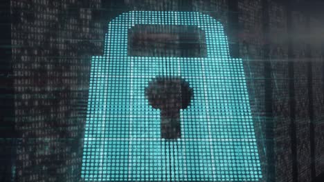 Animation-of-padlock-with-data-processing-in-background