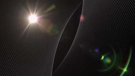 Animation-of-spinning-mesh-with-spots-of-lights-moving-on-black-background