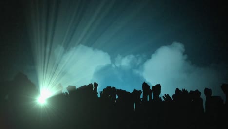Animation-of-silhouettes-of-people-dancing-at-concert-spotlights-moving