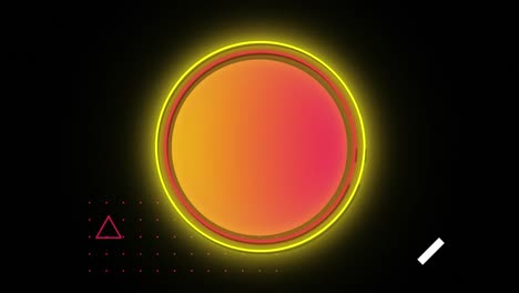 Animation-of-flickering-neon-digital-icons-changing-in-a-glowing-circle-