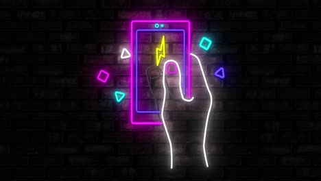 Neon-Gaming-Symbole-Auf-Schwarzem-Hintergrund-4k