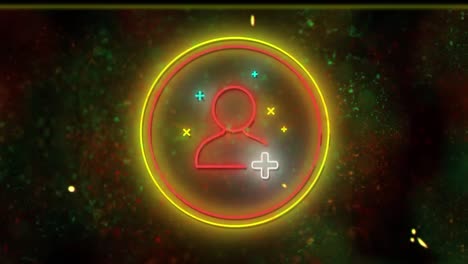 Animation-Eines-Flackernden-Roten-Neonfarbenen-Digitalen-Personensymbols-In-Einem-Leuchtenden-Kreis