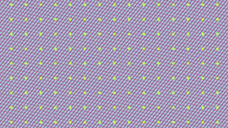Animation-of-retro-hypnotic-motion-of-rows-of-yellow-spots-pulsating-in-formation