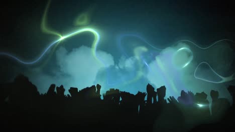 Animation-of-green-and-blue-smoke-trails-moving-in-seamless-loop