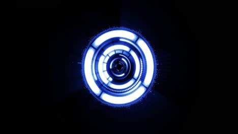 Animation-of-hypnotic-motion-of-glowing-white-and-blue-concentric-circles