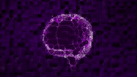 Animación-De-Un-Cerebro-Humano-3d-Púrpura-Pixelado-Brillante-Digital-Girando-En-Bucle-Sin-Interrupciones-Sobre-El-Brillo