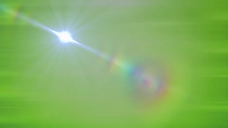 Leuchtender-Stern,-Der-Sich-Auf-Einer-Geraden-Linie-Auf-Grünem-Hintergrund-Mit-Farbverlauf-Bewegt