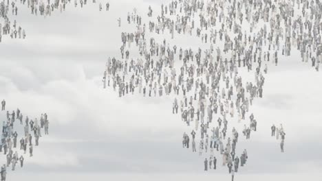 Business-people-forming-world-map-over-grey-clouds-in-background