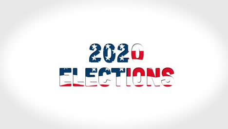 Animation-Der-Worte-„Wahlen-2020“,-Gefüllt-Mit-Amerikanischer-Flagge-Auf-Weißem-Hintergrund.