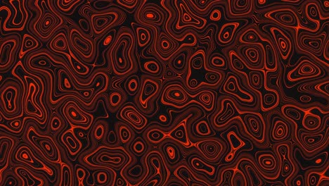 Animation-Mehrerer-Rot-Leuchtender-Flüssiger-Formen,-Die-Wirbelnd-Und-Sanft-Fließen
