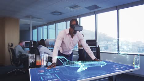Animation-of-a-business-man-using-a-VR-headset-in-a-modern-office