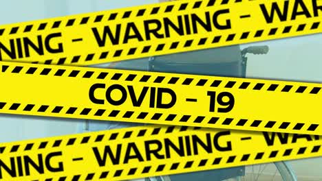 Worte-„Warnung“-Und-„Virus“-Auf-Gelbem-Band-über-Einem-älteren-Mann-Geschrieben.-Ausbreitung-Von-Covid-19