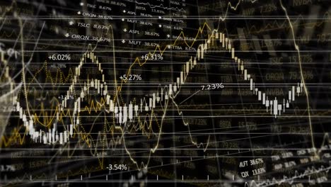 Animation-of-stock-market-display-with-numbers-and-graphs-on-black-background