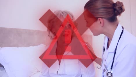 Red-cross-and-red-triangle-over-doctor-talking-to-a-senior-patient-in-background.-Covid-19-spreading