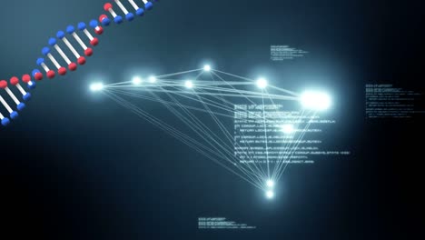 Animation-Eines-Rotierenden-DNA-Strangs-Mit-Einem-Netzwerk-Von-Verbindungen-Im-Hintergrund