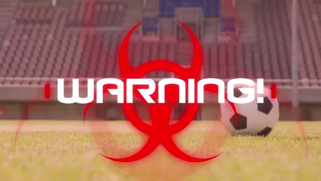 Animation-of-word-Warning-with-soccer-stadium-in-background