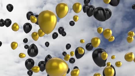Animation-Einer-Gruppe-Mehrerer-Luftballons-Am-Himmel