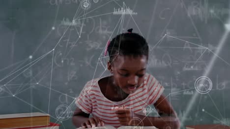 Animation-Eines-Mädchens-über-Die-Datenverarbeitung-Im-Hintergrund