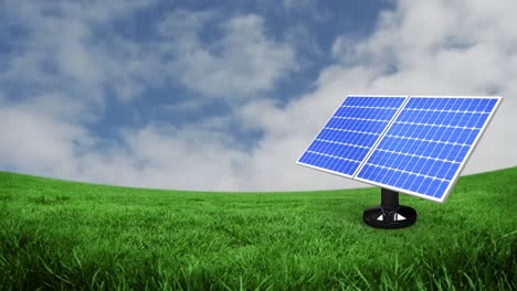 Animation-of-solar-panels-over-sky-in-the-background.-