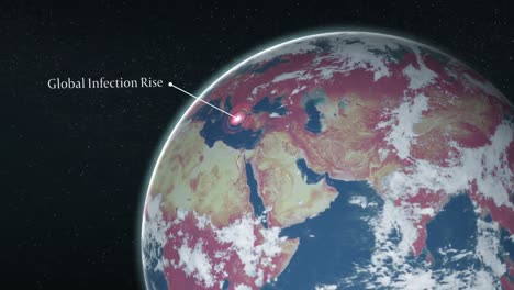 Animation-Des-Sich-Drehenden-Globus-Mit-Den-Worten-„Globaler-Infektionsanstieg“-Und-Standortzeiger