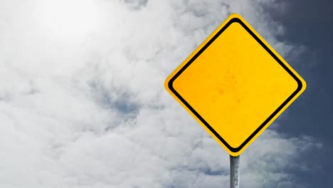 Animation-of--yellow-road-sign-with-the-sky-in-the-background