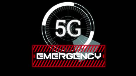 Word-Emergency-and-5G-written-over-scopes-scanning-on-black-background.-
