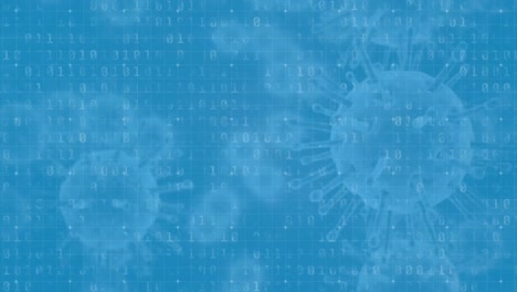 Covid-19-Zellen-Und-Datenverarbeitung-Vor-Blauem-Hintergrund