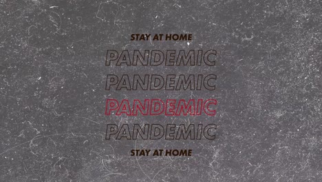 Words-Pandemic-Stay-At-Home-written-in-brown-and-red-letters-on-grey-background