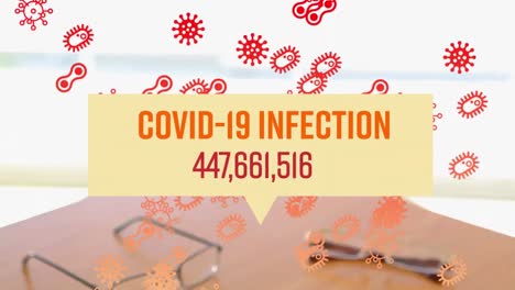Covid-19-Infektion-Mit-Steigenden-Zahlen-Und-Sinkenden-Covid-19-Symbolen-Gegen-Geschäftsleute,-Die-Han-Schütteln