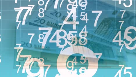 Numbers-moving-against-Euro-bills-in-background