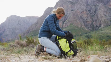 Caucasian-woman-hiking-in-nature
