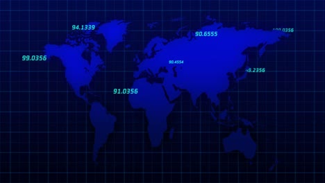 Zahlen-Steigen-Vor-Der-Weltkarte-Im-Hintergrund