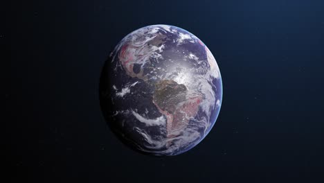 Animation-Des-Planeten-Erde,-Der-Sich-Dreht-Und-Die-Farben-Auf-Einem-Blauen,-Dunklen-Hintergrund-ändert
