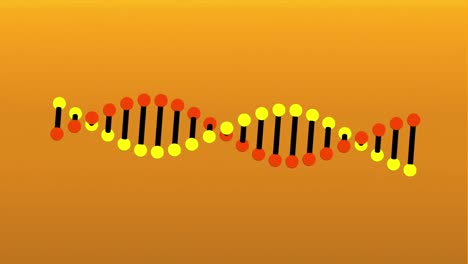 Animation-Des-DNA-Stamm-Symbols,-Das-Sich-In-Einem-Rosa-Kreis-Auf-Gelbem-Hintergrund-Dreht