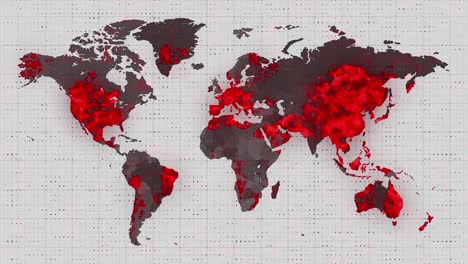 Animation-of-the-world-map-and-countries-turning-red-through-circles-in-a-white-background