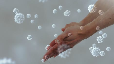 Covid-19-Zellen-Gegen-Mann-Beim-Händewaschen