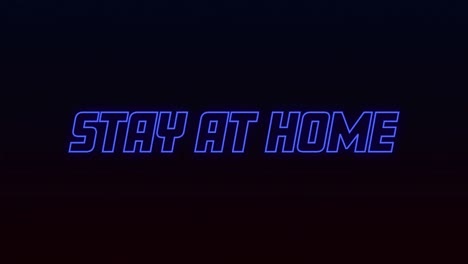 Animation-of-words-Stay-At-Home-written-in-blue-neon-letters-in-black-background