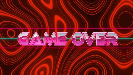 Animation-of-pink,-neon-words-Game-Over-over-red,-lava-background