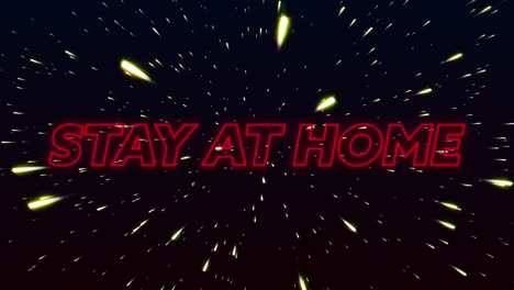Animation-of-words-Stay-At-Home-written-in-red-neon-letters-over-shiny-points