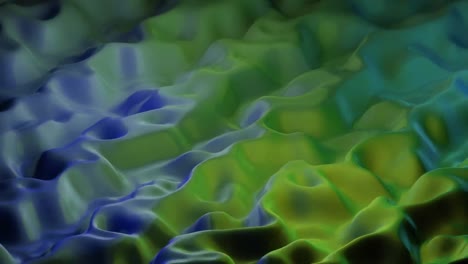 Animation-of-multiple-blue-polyhedrons-appearing-over-blue-and-green-liquid-background
