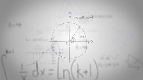 Animation-of-handwritten-mathematical-formulae-moving-and-flickering-on-white-background