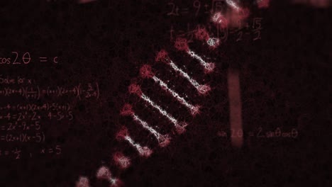 Animation-of-mathematical-formula-and-DNA-on-black-background